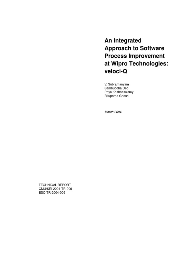 An Integrated Approach To Software Process Improvement at Wipro ...