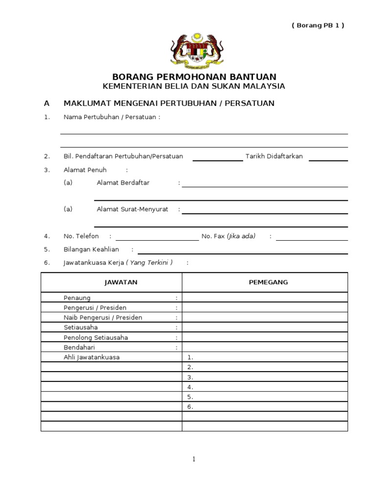 Borang Permohonan Bantuan Kbs Pdf