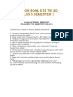 Download Contoh Soal Uts Tik Sd Kelas 5 Semester 1 by Hadi Sulistijono SN130128533 doc pdf