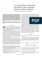 Measurement of Three-Phase Transformer Derating and Reactive Power Demand Under Nonlinear Loading Conditions