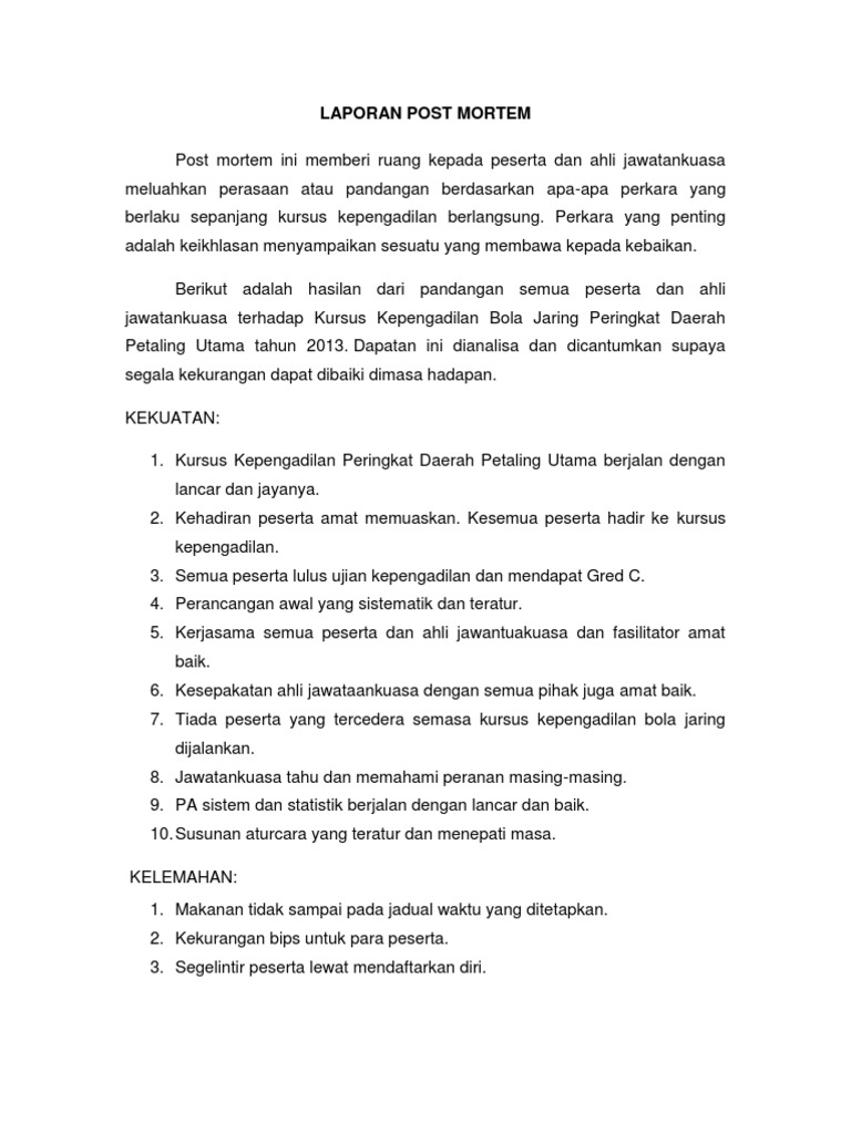 Laporan Post Mortem  PDF