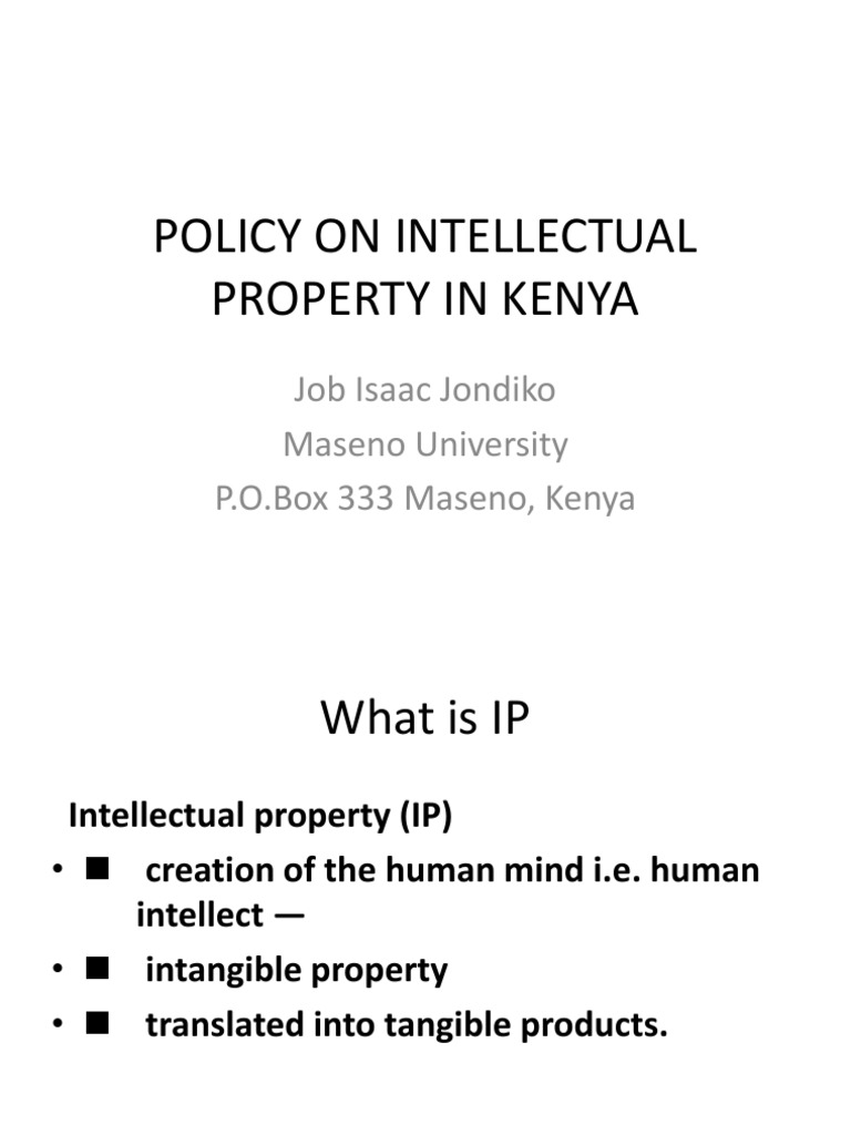 Policy On Intellectual Property in Kenya PDF Intellectual Property