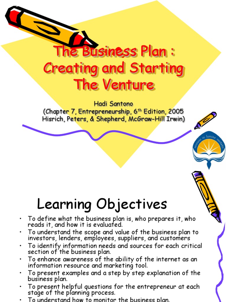 the business plan for starting a venture should be prepared by