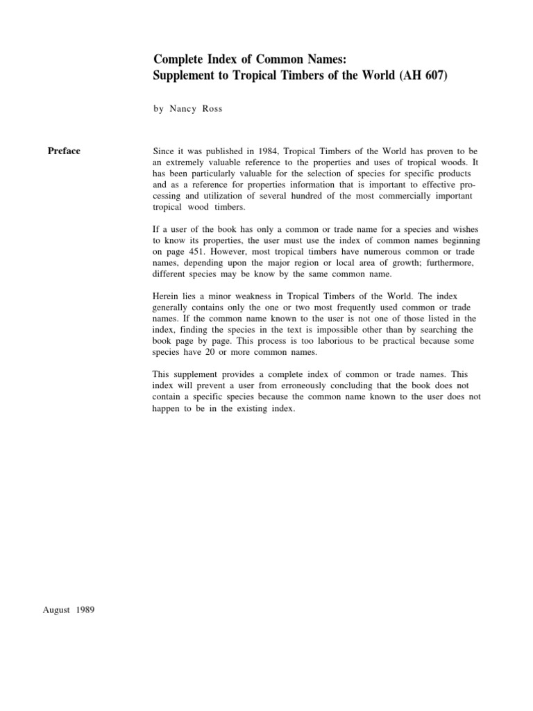 Common Names of Timber | PDF