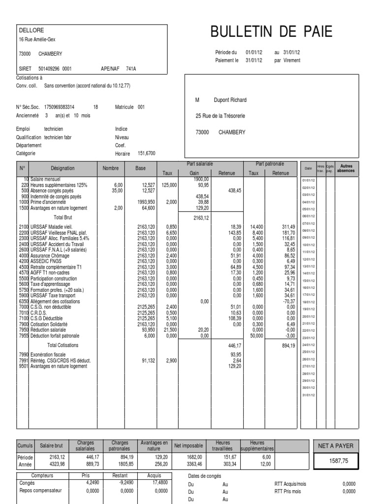 LE BUSE BULLETIN DE SALAIRE visual data 4