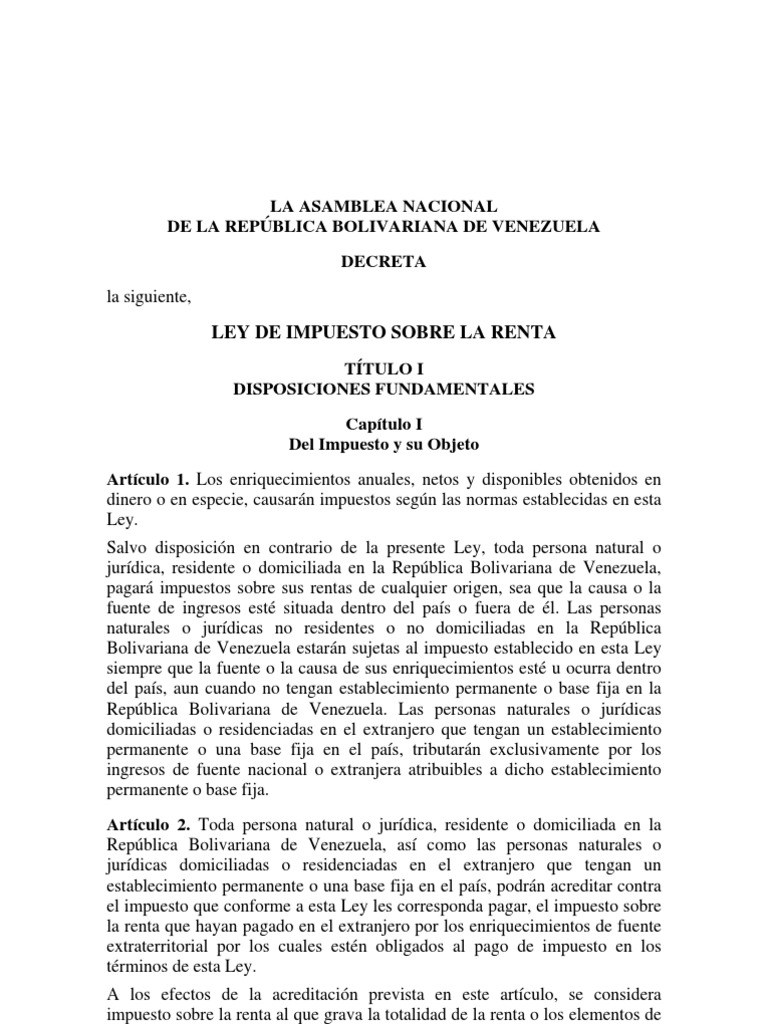 Ley de Impuesto Sobre La Renta 2007 | PDF | Beneficio (economía ...