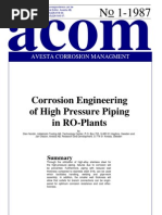 Acom87 - 1 Corrosion Engineering of High Pressure Piping in RO-Plants