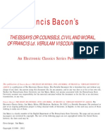 Francis Bacon's: The Essays or Counsels, Civil and Moral, of Francis Ld. Verulam Viscount St. Albans