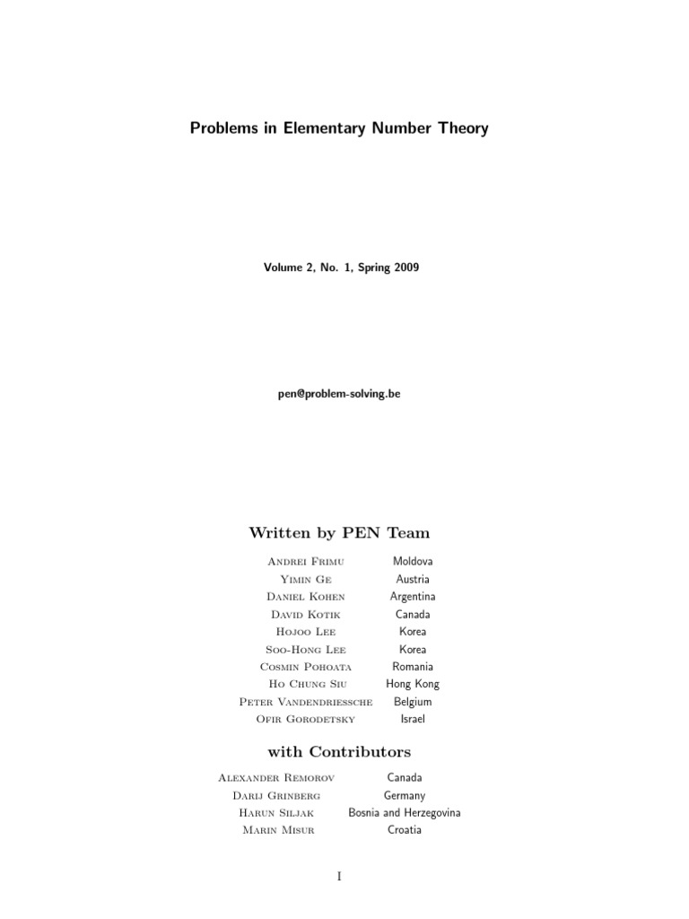 Elementary Number Theory Problems | PDF