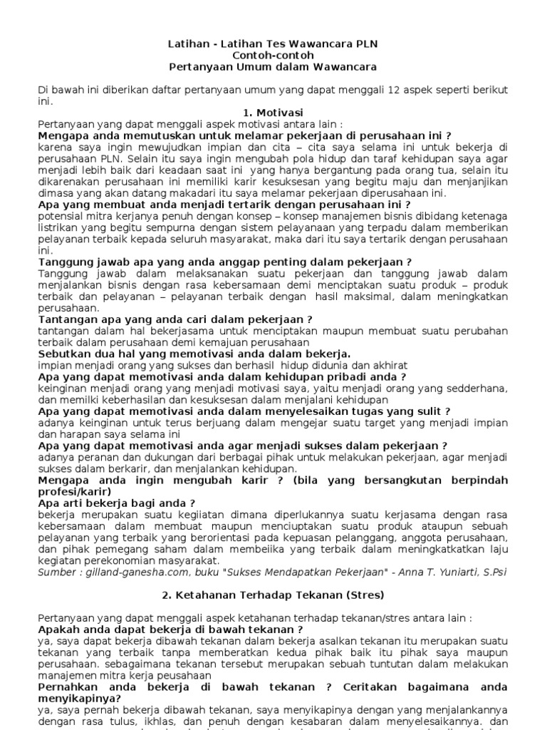 Latihan Wawancara Pln