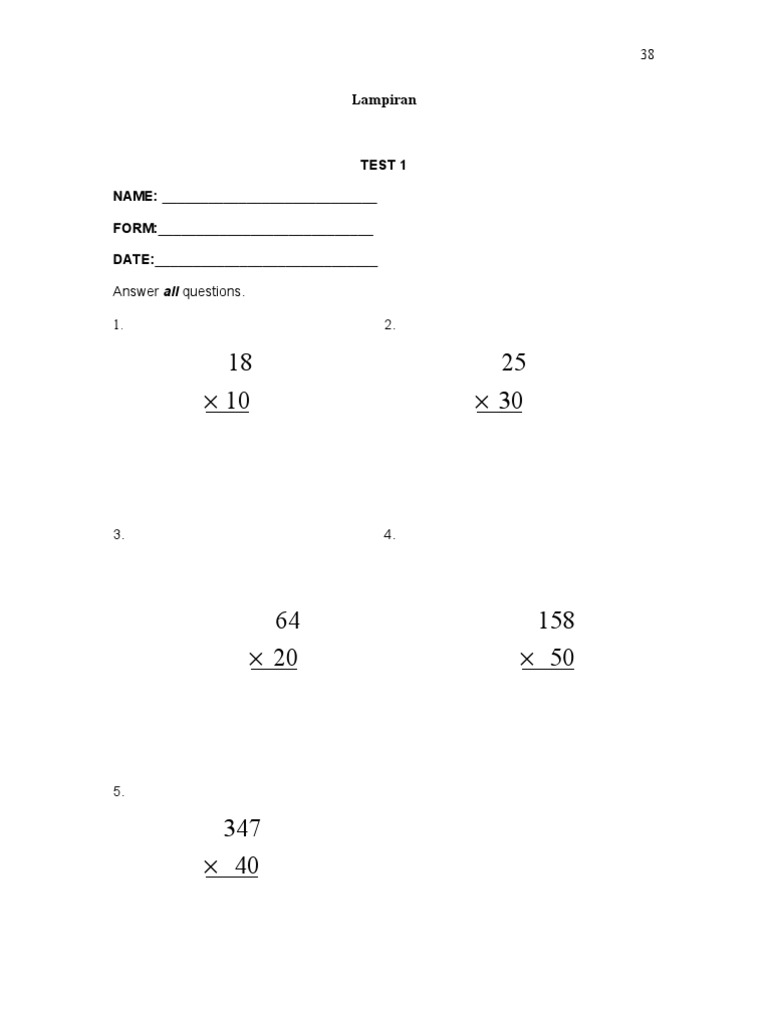 Math Test Worksheets for Students | PDF