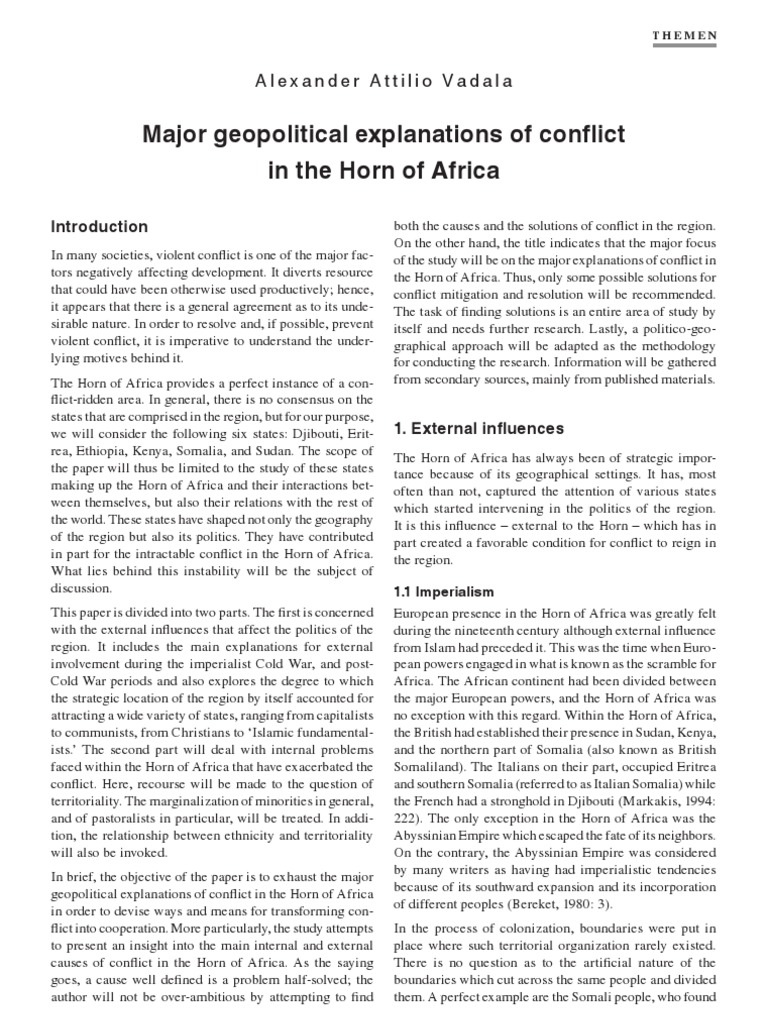 Major Geopolitical Explanations of Conflict in The Horn of Africa | PDF ...