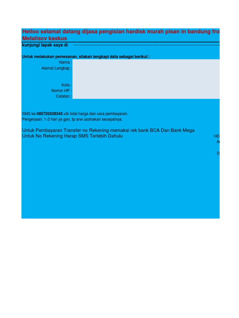 Jasa Pengisian Hardisk Murah Bandung | PDF