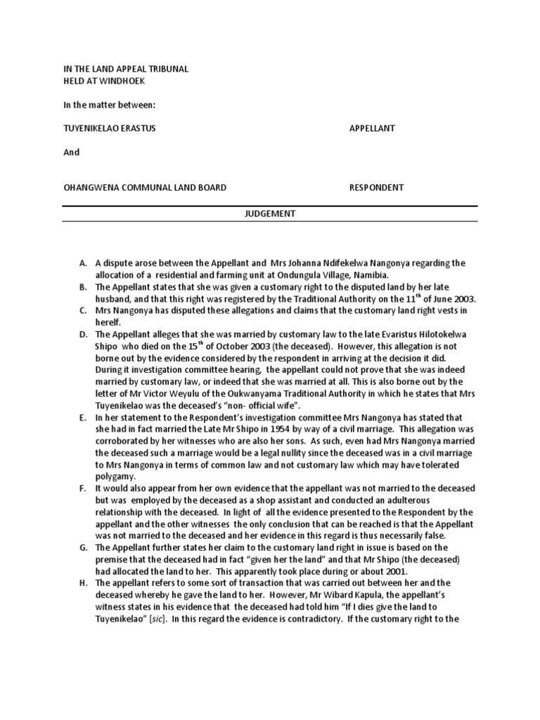 Judgement Land Appeals Tribunal Public Law Government
