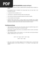 PROJECTILE MOTION (Example Lab Report) : Total Mechanical Energy