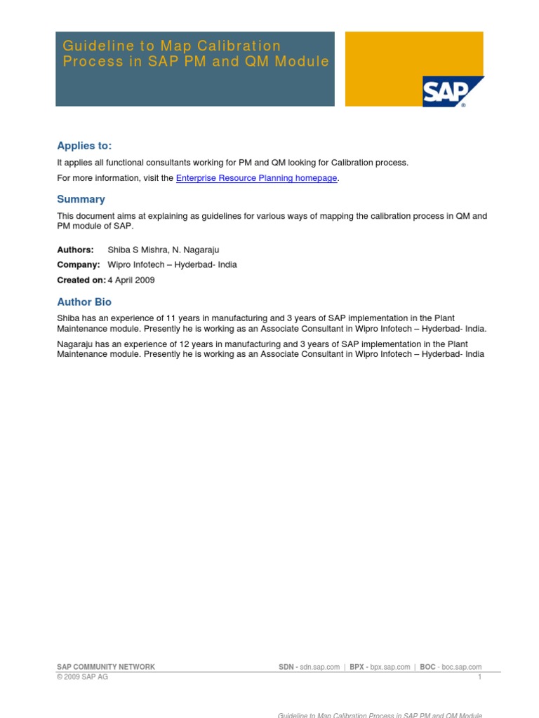 Guideline To Map Calibration Process in SAP PM and QM Module | PDF ...