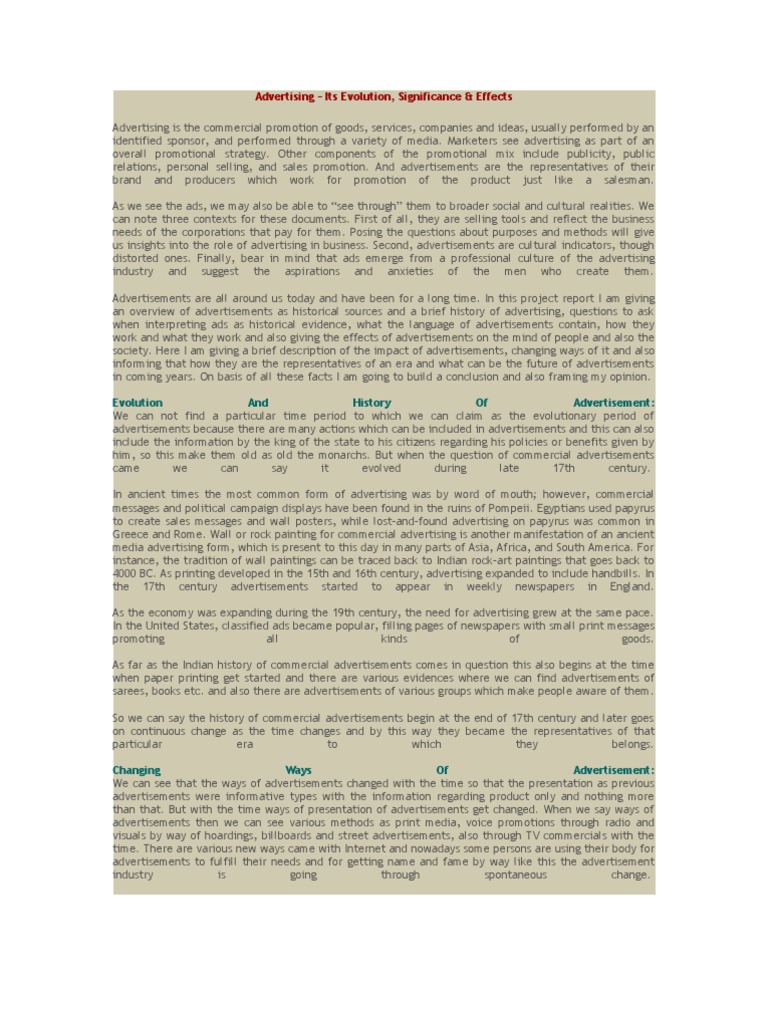 Evolution of Advertising in India | PDF