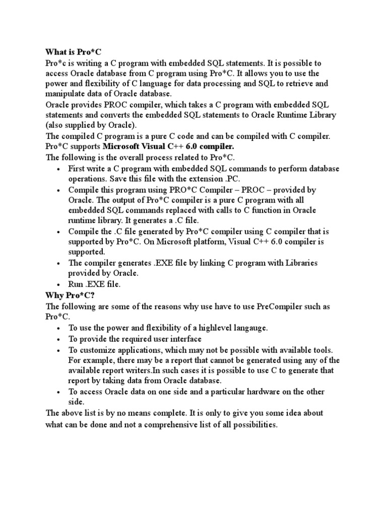 Introduction to Pro*C Programming | PDF | C (Programming Language ...