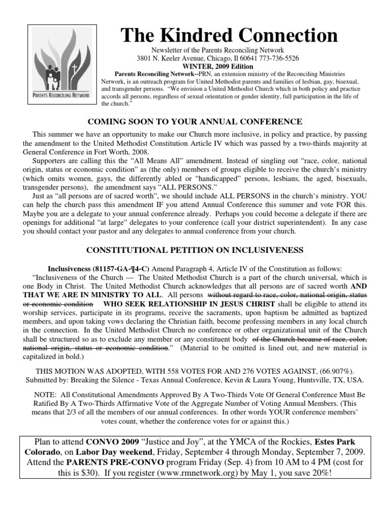Kindred Connection Winter 2009 PDF United Methodist Church Methodism