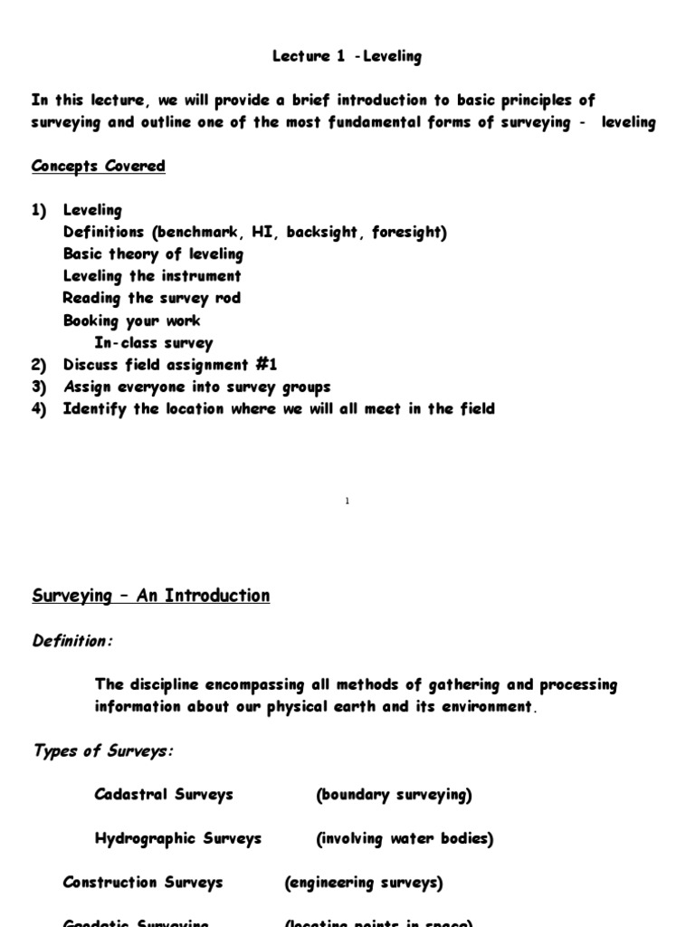 Survey Notes Surveying Geophysics