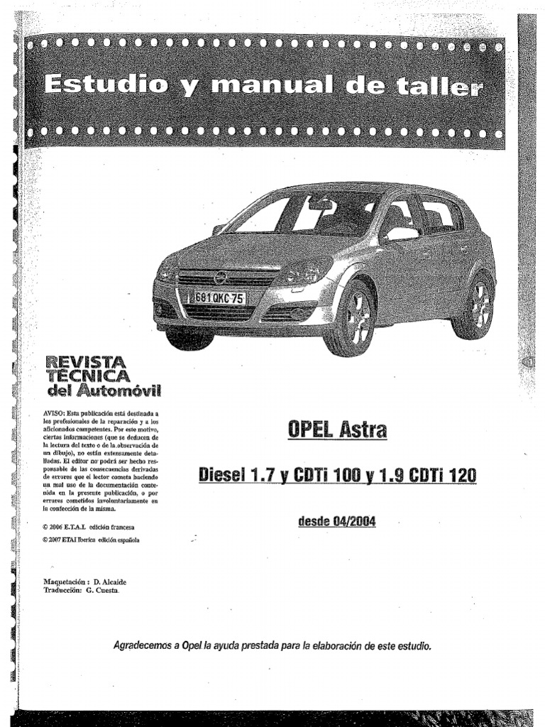 Manual De Taller Opel Astra 1 7 Cdti 100cv