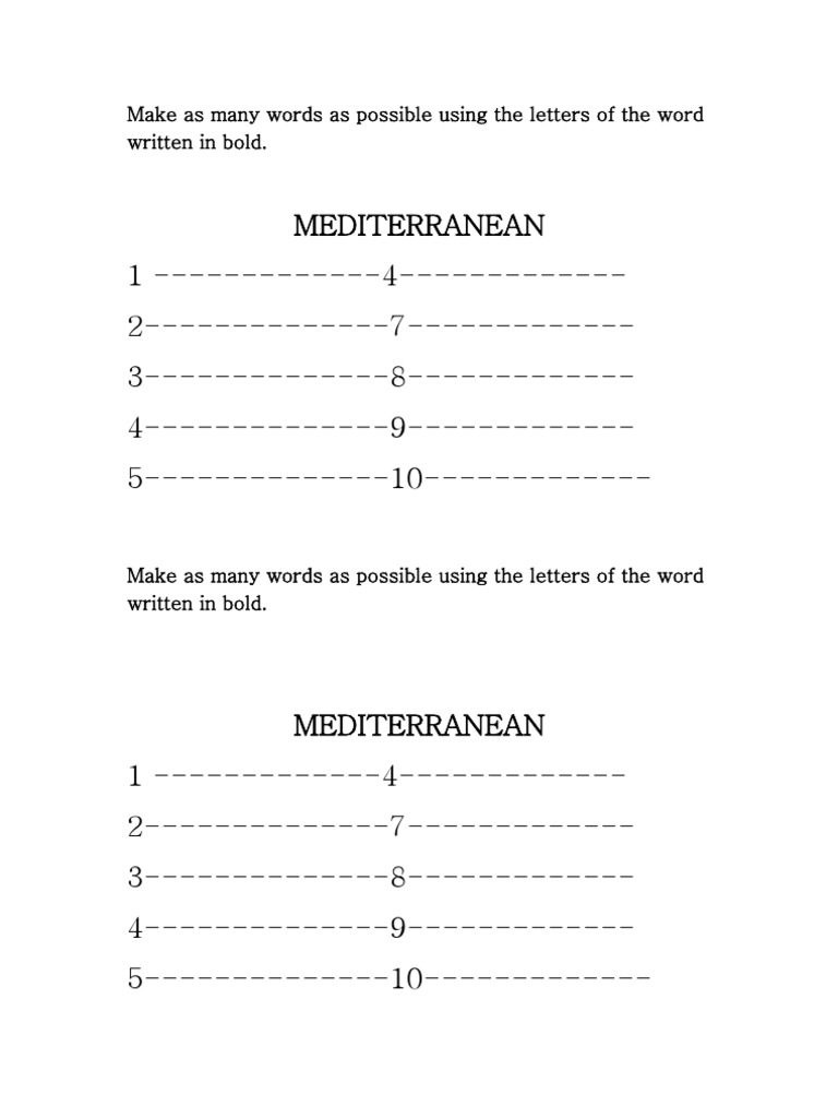 Make As Many Words As Possible Using The Letters of The Word Written in ...