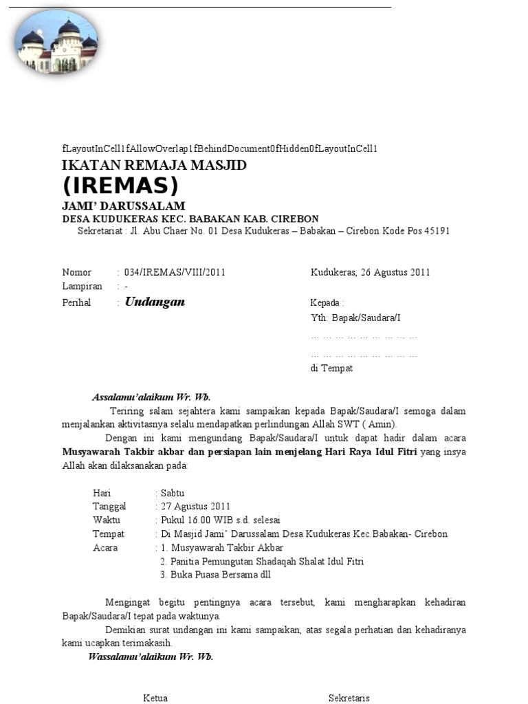 Ikatan Remaja Masjid Surat Bukber