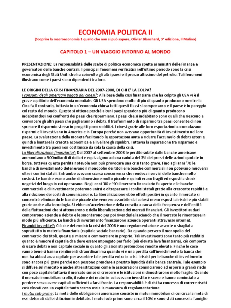 Riassunti Scoprire La Macroeconomia Blanchard PDF
