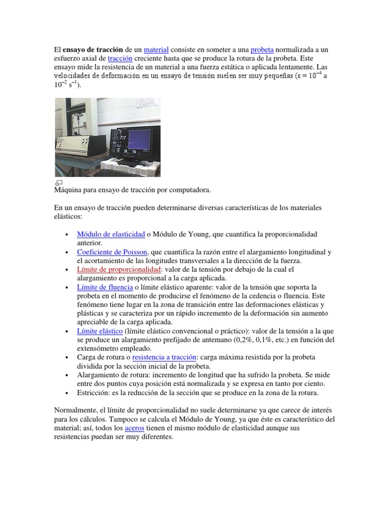 El Ensayo de Tracción de Un Material Consiste en Someter A Una Probeta ...