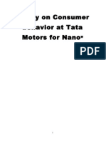 Study on consumer behavior at Tata Motors for Nano