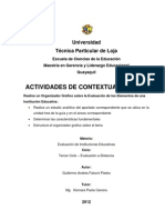 Realice un Oganizador Gráfico sobre la Evaluación de los Elementos de una Institución