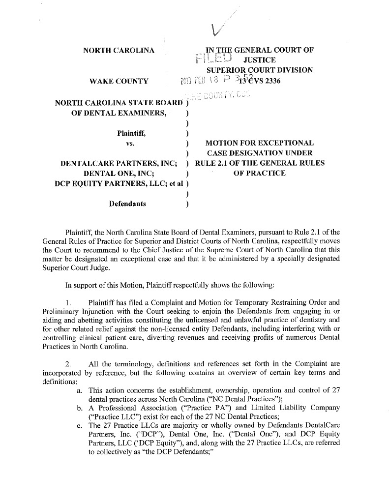 North Carolina State Board of Dental Examinters v DentalCare Partners