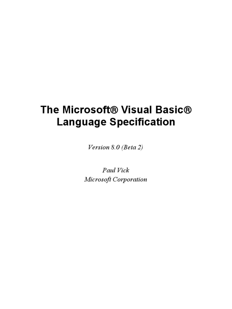 Visual Basic Language Specification 8.0 (Beta 2) | PDF | Data Type ...