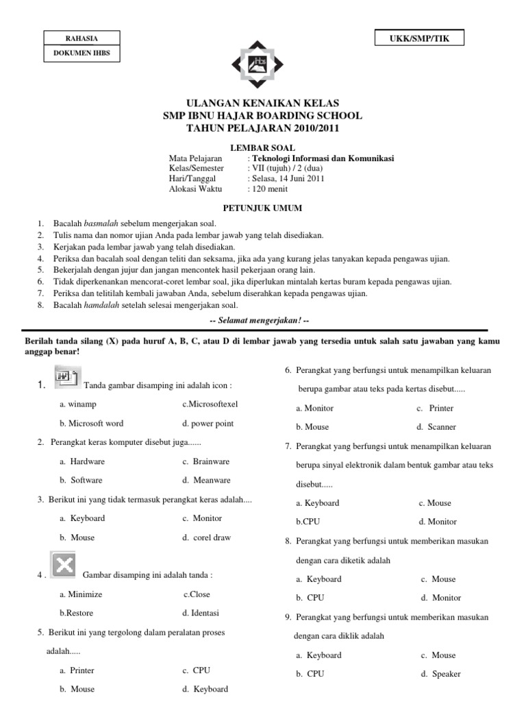 Soal Ukk Tik Kls 7 PDF