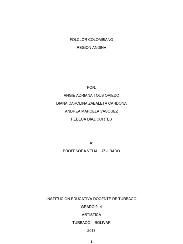Folclor Colombiano en la Región Andina | PDF | Colombia | Bailes