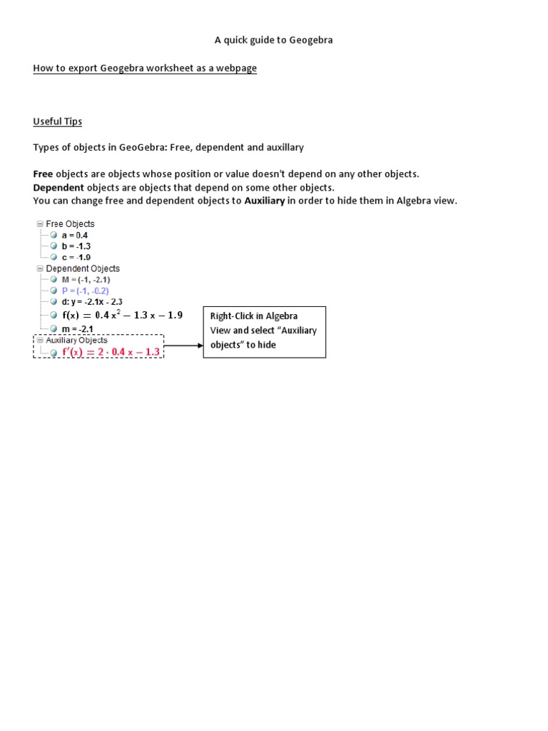 GeoGebra Worksheet Export Guide | PDF