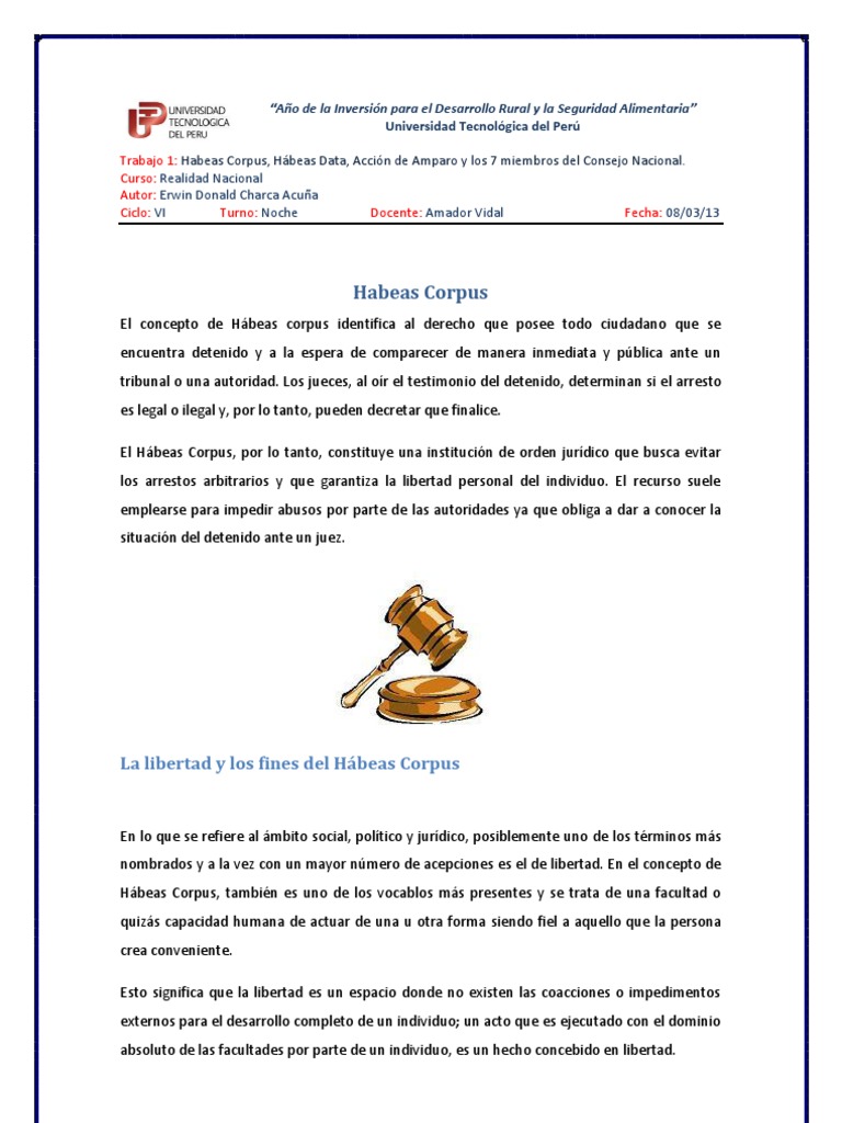 Concepto de Habeas Corpus y su Función | PDF | Habeas corpus | Juez