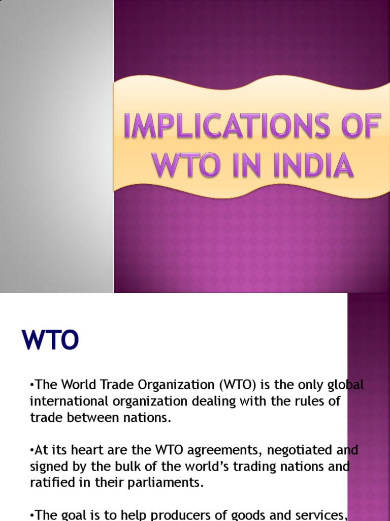 WTO's Impact on India's Economy | PDF | Business | Finance & Money ...
