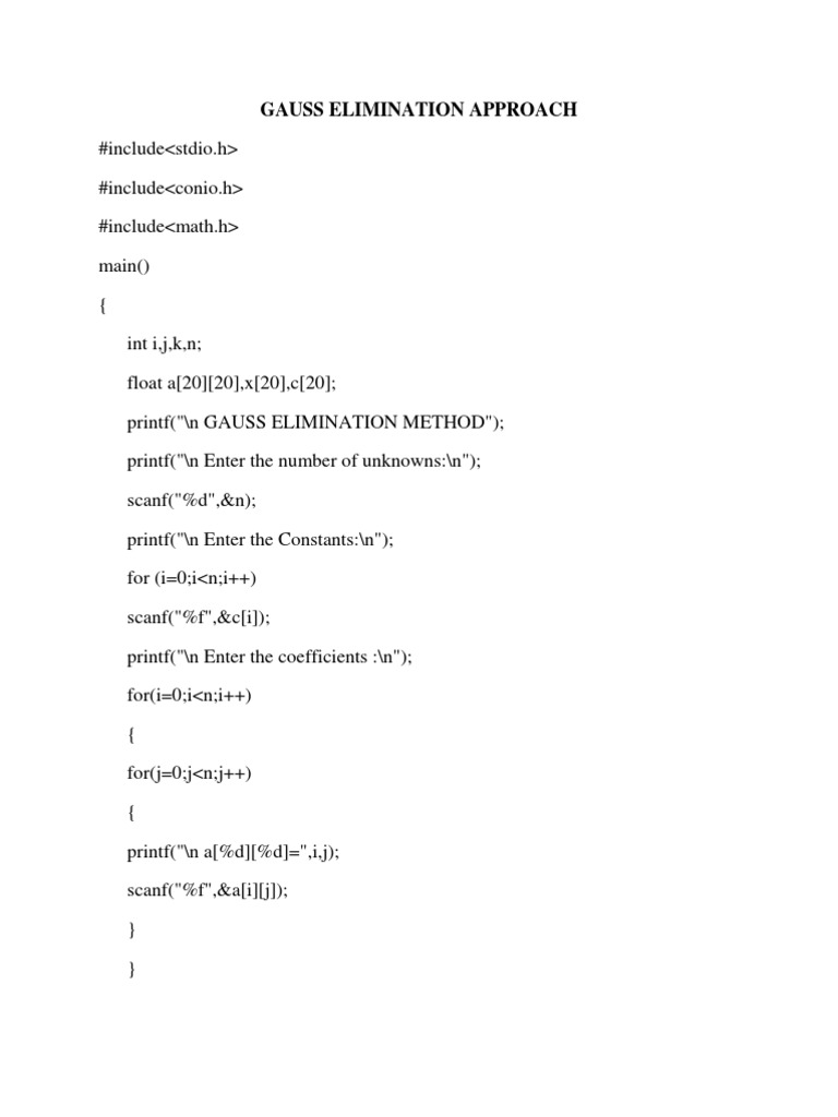 Gauss Elimination Method Explained | PDF