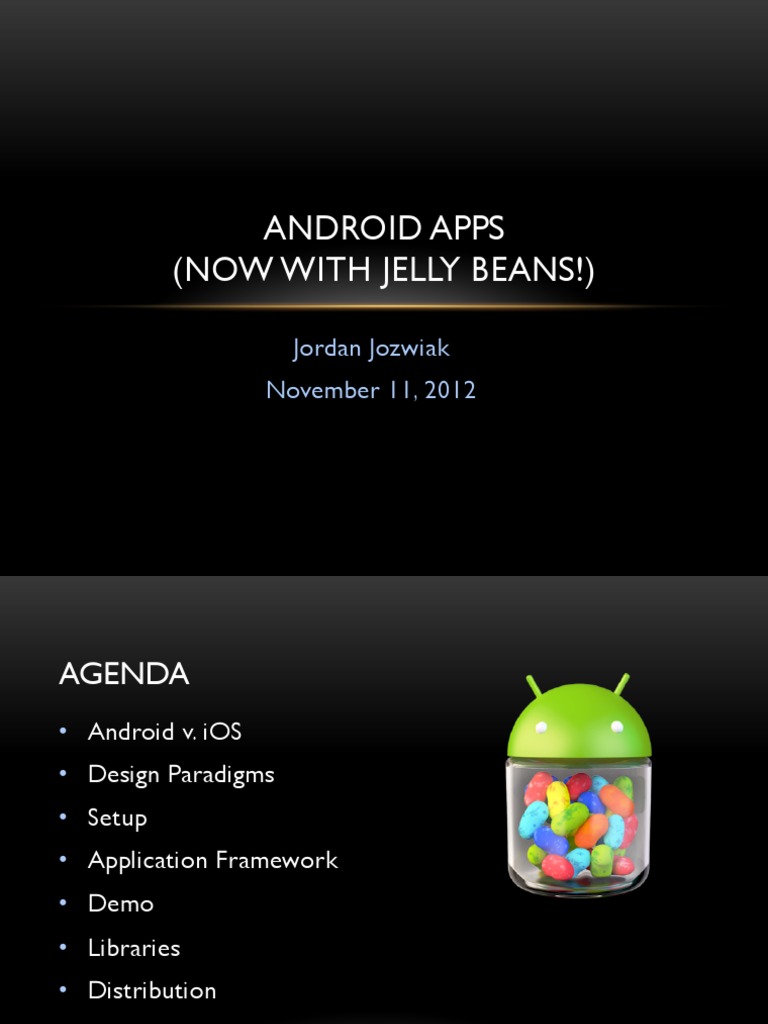 Android Apps (Now With Jelly Beans!) Jordan Jozwiak November 11, 2012