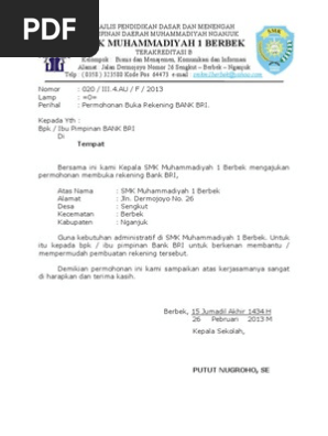 Permohonan Buka Rekening Pdf