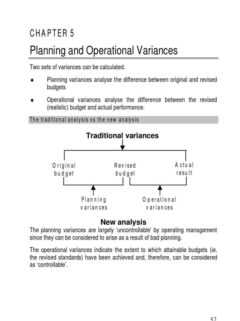 Planning and Operational Variances PDF Variance Economies