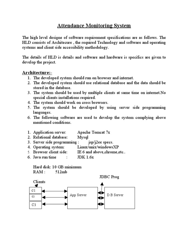 Attendance Monitoring System Overview | PDF | Operating System | Databases