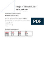 Bilan orientation 3e et résultats DNB 2012