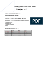 Bilan Orientation 3e Et Résultats DNB 2012