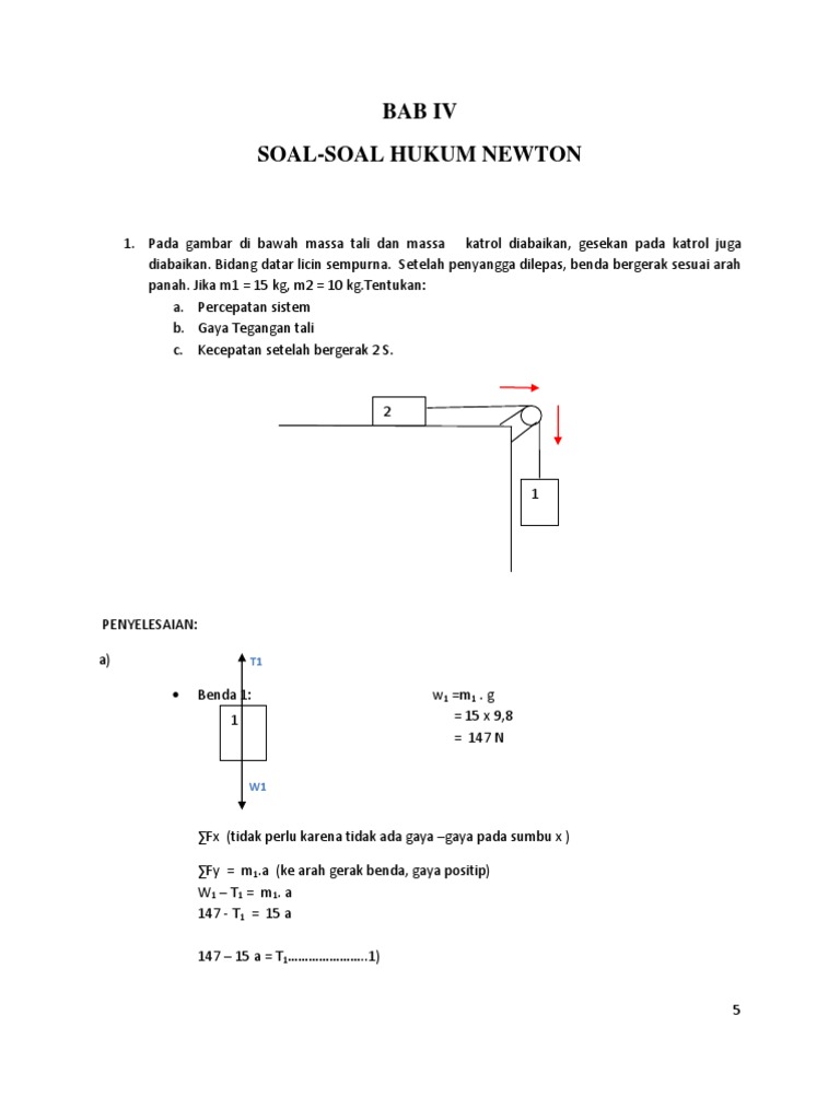 Contoh Soal Tegangan Tali Pada Bidang Datar
