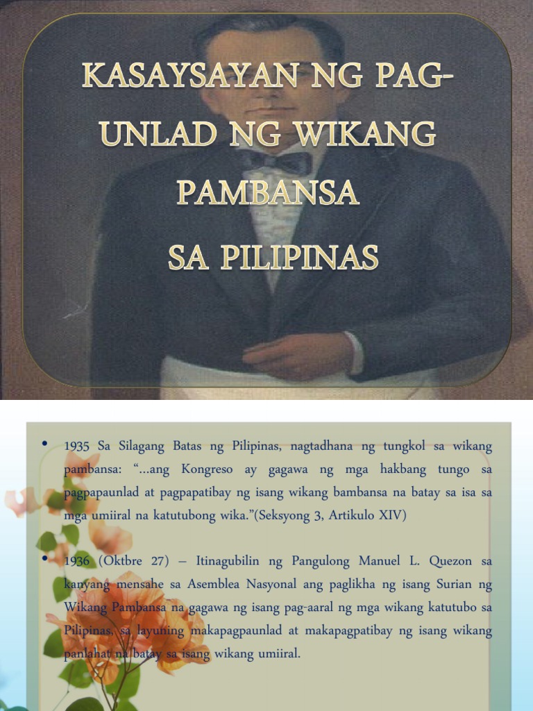 Kasaysayan Ng Pag-unlad Ng Wikang Pambansa