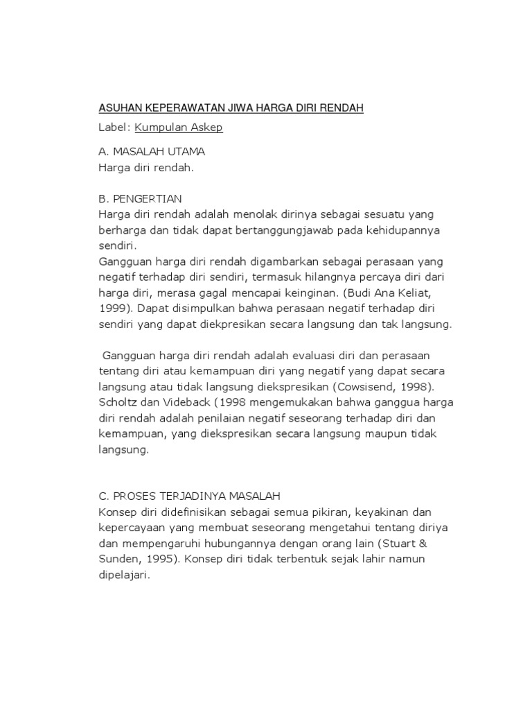 Asuhan Keperawatan Jiwa Harga Diri Rendah  PDF