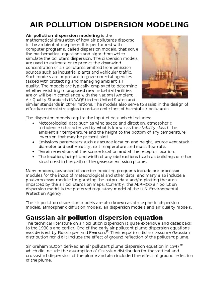 Air Pollution Dispersion Modeling | PDF | Gases | Atmosphere Of Earth