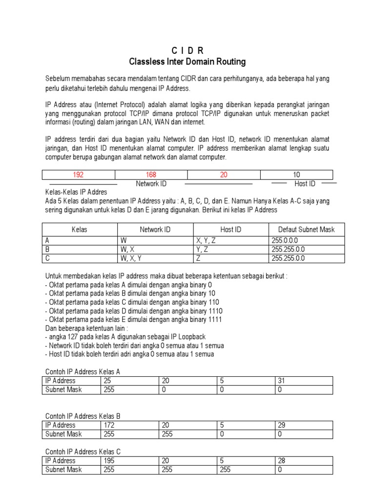 Pengertian dan Perhitungan CIDR | PDF | Komputer